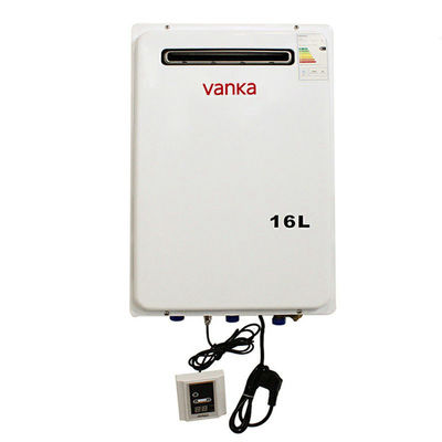 Besar 16L Outdoor Gas Pemanas Air Tembok Dipasang Eksternal Tankless Pemanas Air 220V