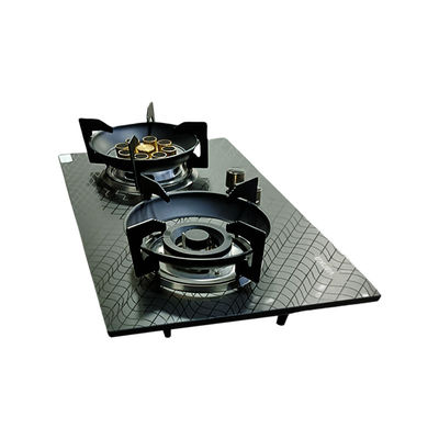 Rumah tangga kompor gas ganda digunakan kaca tempered cocok untuk gas alam dan gas cair desain dual burner