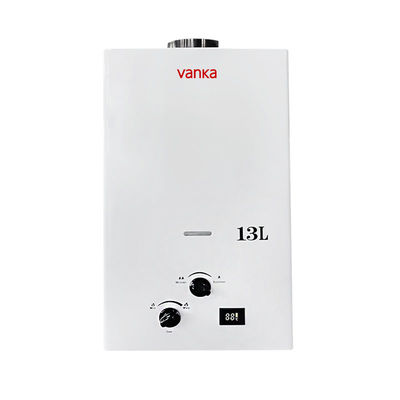 Pemanas air gas 13L dengan tampilan hitam yang elegan dan tombol untuk rumah modern